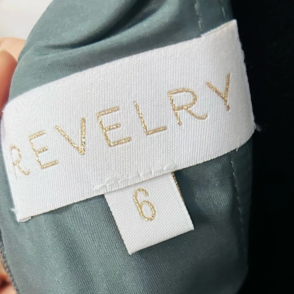 Revelry Paloma Eucalyptus Green Ruffle Front Maxi Dress Sz 6 Bridesmaid Formal